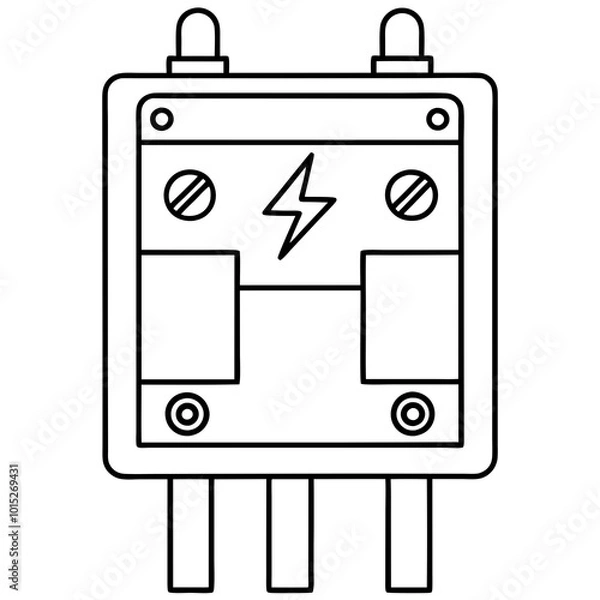 Fototapeta Electric circuit breaker panel line art vector