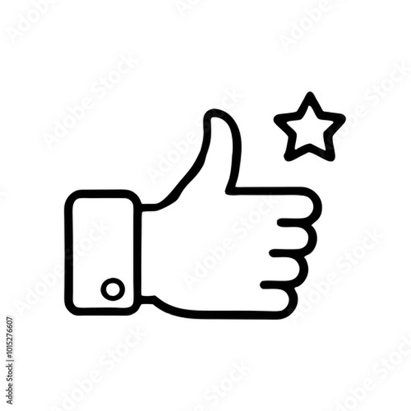 Fototapeta Thumbs up gesture illustration with a star icon 