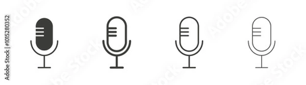Fototapeta Microphone liner icon vector set.