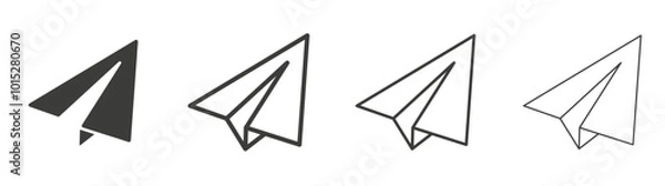 Fototapeta Paper plane liner icon vector set.