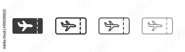 Fototapeta Plane Ticket liner icon vector set.