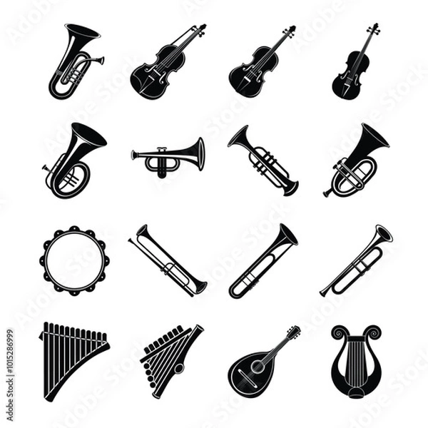 Fototapeta A vibrant vector bundle of musical instruments, perfect for mugs, books, and digital projects. Print-ready and fully editable for all your creative needs.