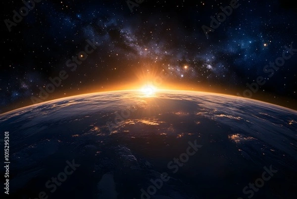 Obraz Planet earth sunrise from space 