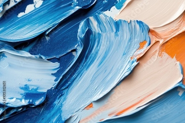 Fototapeta Thick, impasto style brush strokes showing heavy paint application with a rich, tactile texture