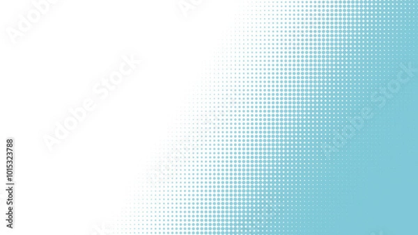 Fototapeta Light blue halftone pattern on white background. Abstract high resolution full frame half tone background with copy space. Dotted pattern for template, brochure, business card, web page etc.