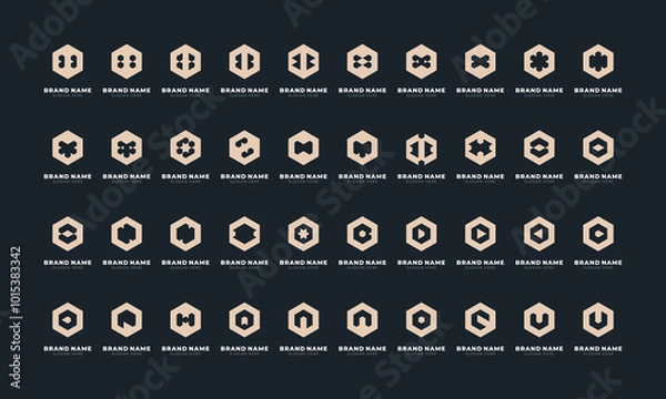 Fototapeta Mega Collection of Abstract Vector Logos. Polygon Shape Abstract Grid-Based Logo Set
