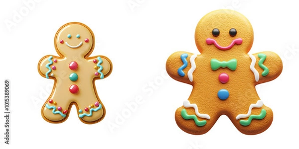 Fototapeta Smiling Gingerbread Man Cookies. Illustration.on transparent, white background, isolate PNG
