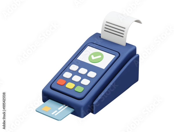 Fototapeta Pos machine payment terminal icon illustration 3d rendering