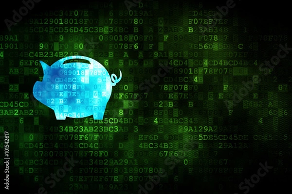 Fototapeta Money concept: Money Box on digital background