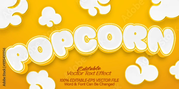 Obraz Popcorn Vector Text Effect Editable Alphabet Yellow Snack Corn Cartoon