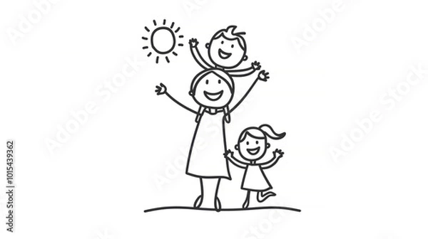 Obraz Joyful family with children having fun in the sun