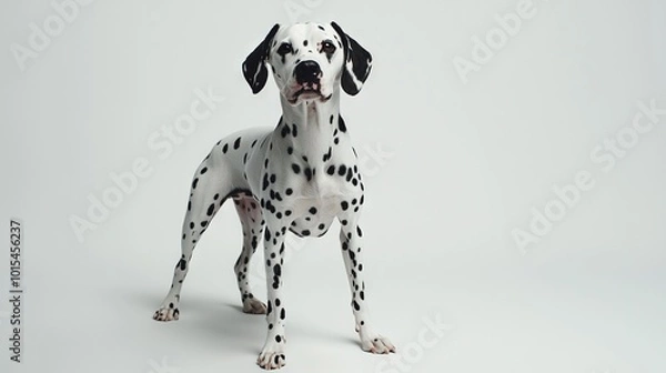 Obraz   Black Dalmatian dog against white background with black facial marking