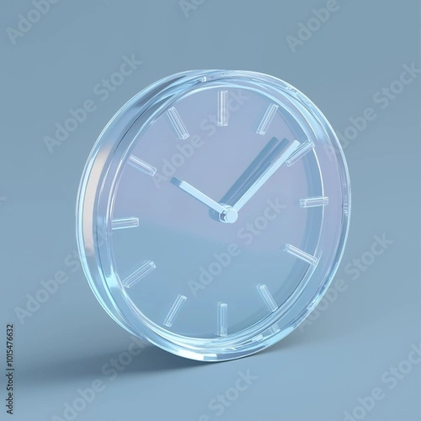Fototapeta Glass clock face with hands showing time.
