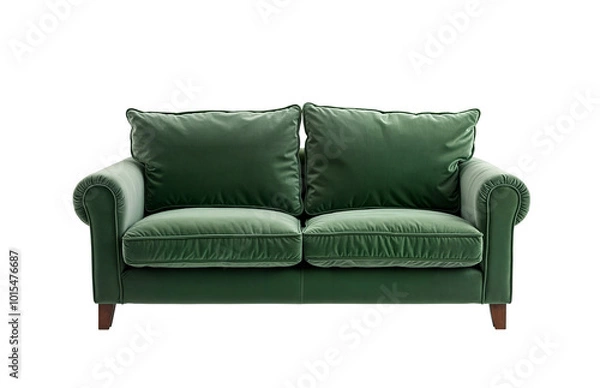 Fototapeta Green sofa front view isolated PNG
