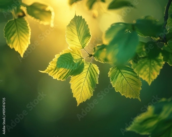 Fototapeta Soft sunlight filtering through leaves, warm and inviting, Nature, Soft tones, Photograph, Natural beauty