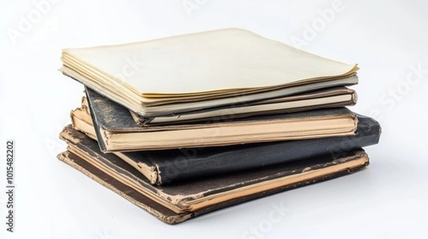 Fototapeta Creative Collection of Notebook Sheets on White Background for Education Study Materials Creativity and Inspiration in Learning and Design Concepts