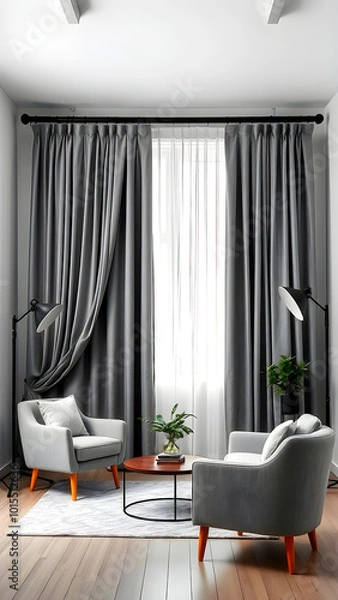 Fototapeta A Calming Oasis: Photo Studio Neutral Living Room Set