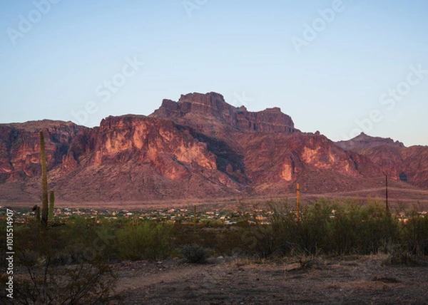 Fototapeta Superstition Mountains with cougar shadow. Apache, Junction, Arizona.