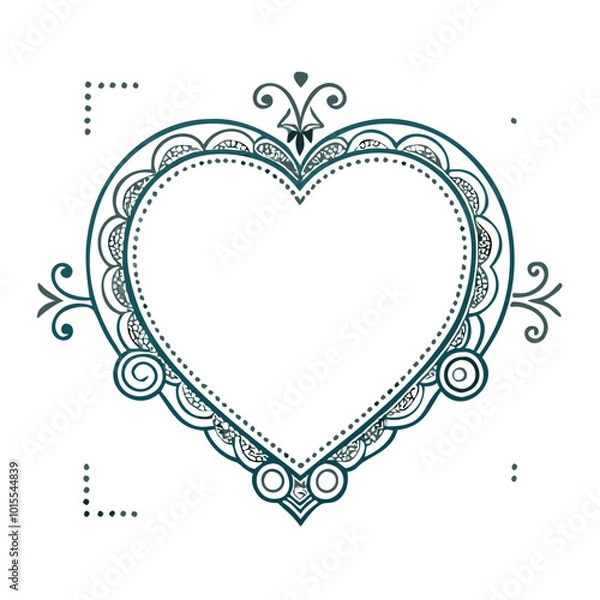 Fototapeta Simple and stylish frame with a heart, flat colors, perfect for cards or invitations.