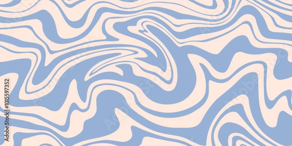 Obraz Blue marble acrylic seamless pattern, water texture, watercolor marble background. 1970s trippy seamless pattern.