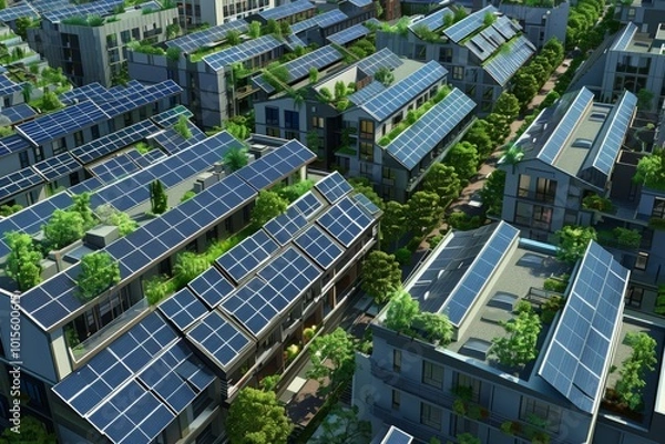 Fototapeta Solar Cities: Integrating PV Systems in Urban Planning