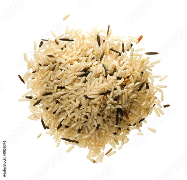 Fototapeta Closeup of long rice mixed with wild rice isolated on white