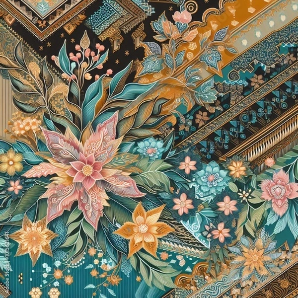 Obraz floral pattern with batik themed