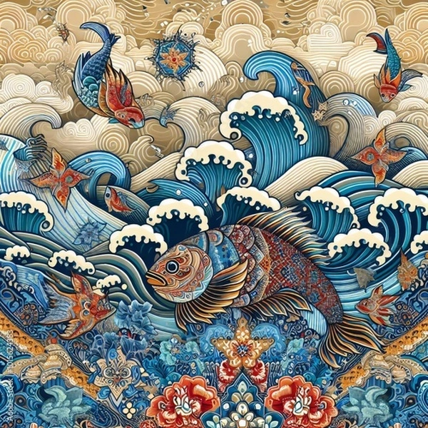 Obraz ocean life pattern with floral