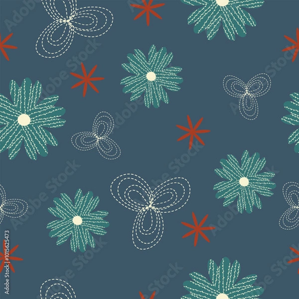 Fototapeta Seamless floral pattern textile vector background