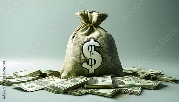Fototapeta realistic 3d render of money bag