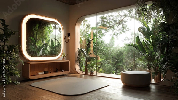 Fototapeta AI predicting design trends and providing visual inspiration for an interior designer, AI interior trend forecasting, future living spaces