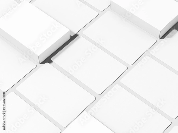 Fototapeta White Blank  Playing Card Box Mockup 3D Rendering