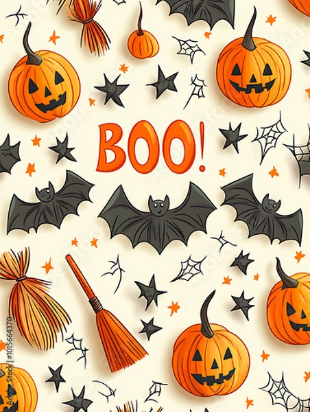 Obraz A pattern with cute cartoon Halloween