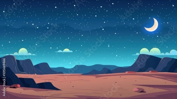 Obraz Night Sky over a Desert Landscape