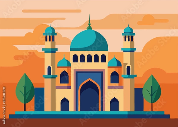 Fototapeta Beautiful mosque vector design illustration