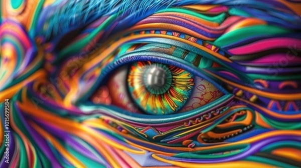 Fototapeta Vibrant Egyptian Gods Eye Artwork, featuring intricate patterns and vivid colors, inspired by ancient mythology, celebrating the mystique and symbolism of Egyptian deities.
