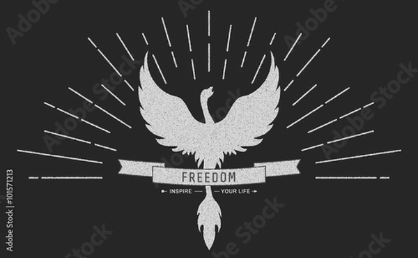 Obraz phoenix symbol vintage  logos, emblems, silhouettes and design elements. Symbolic and mystical logos with grunge textures