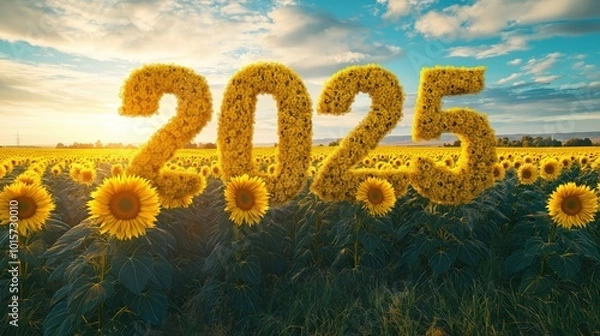 Fototapeta Sunflower Art Creating 2025 in Blooming Field