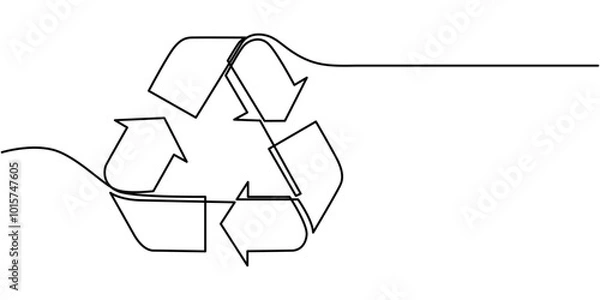 Obraz Recycling Ideas Continuous Line Editable Icon, single line drawing of recycle symbol, Continuous Line Drawing of Recycling Icon. Hand Drawn Symbol Vector Illustration, recycle sign one line continuous