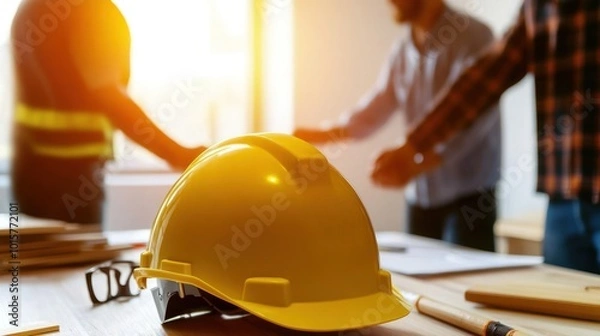 Obraz Construction Workers Shaking Hands