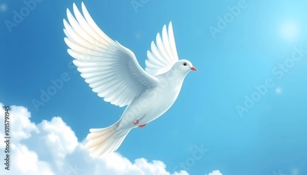 Fototapeta Flying White Dove of Peace