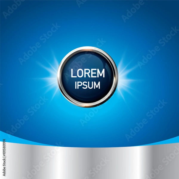 Fototapeta Shiny button blue gradient promotion tile, blue banner web tile, editable vector. For website or print. Vector on isolated background