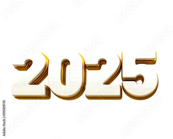 Fototapeta 3d rendering Happy new year 2025 gold 3d text effect banner design template