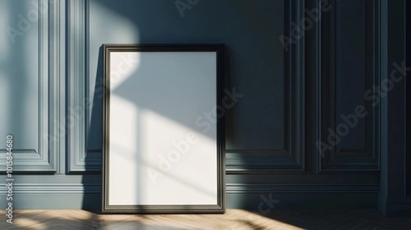 Obraz Empty portrait frame mockup. Blank picture frame template