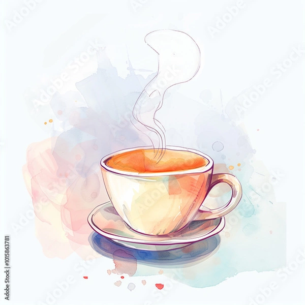 Obraz Illustration of a hot cup of coffee
