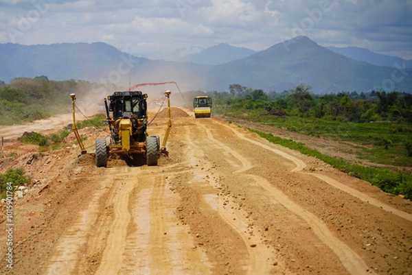 Obraz GPS Grader Machine Enhancing Road Quality