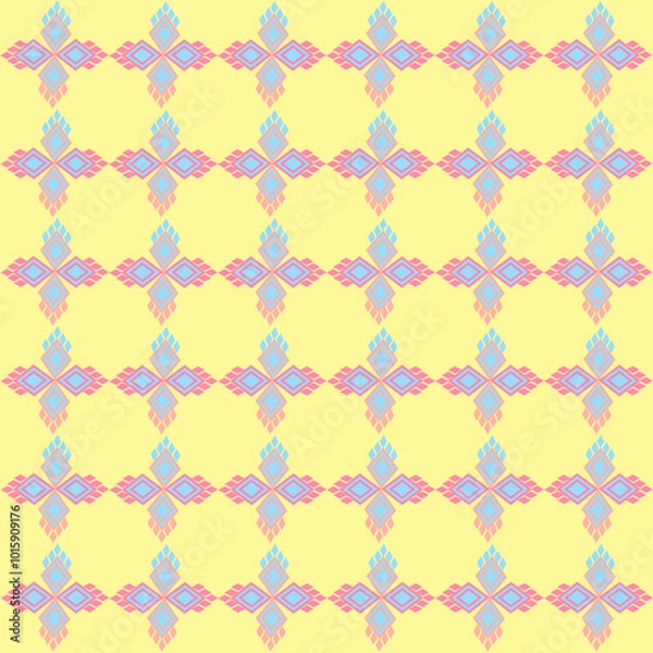 Fototapeta Geomatric etmic background, seamless patter, wallpaper decoration, Geomatric shapes, Bright colors, Fashion color.