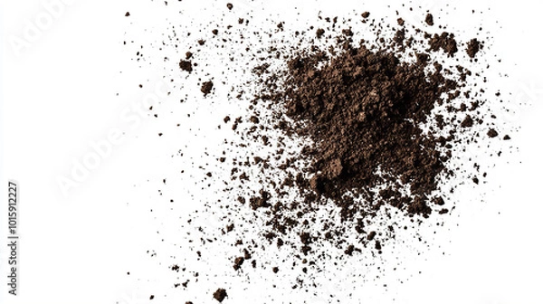 Fototapeta Coffee powder splash or explosion flying in the air  Soil pile flying isolated on white background

