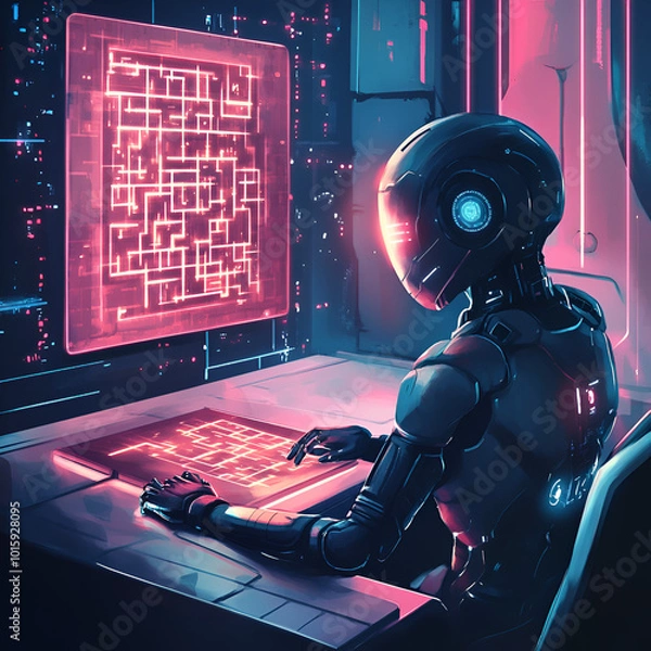 Obraz Humanoid Robot with AI Systems