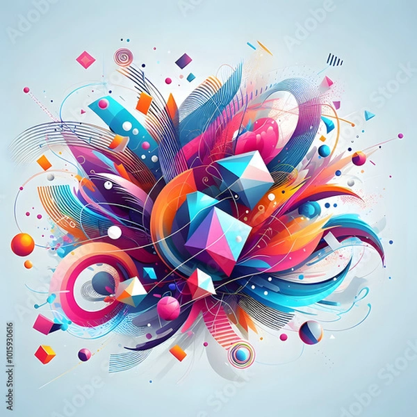 Obraz Vibrant Abstract Geometric Shapes in Dynamic Explosion